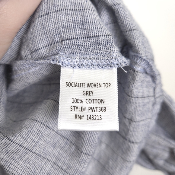 PPLA Clothing Socialite‎ Woven Boho Embroidered V neck Grey Blouse Top S - Picture 9 of 13